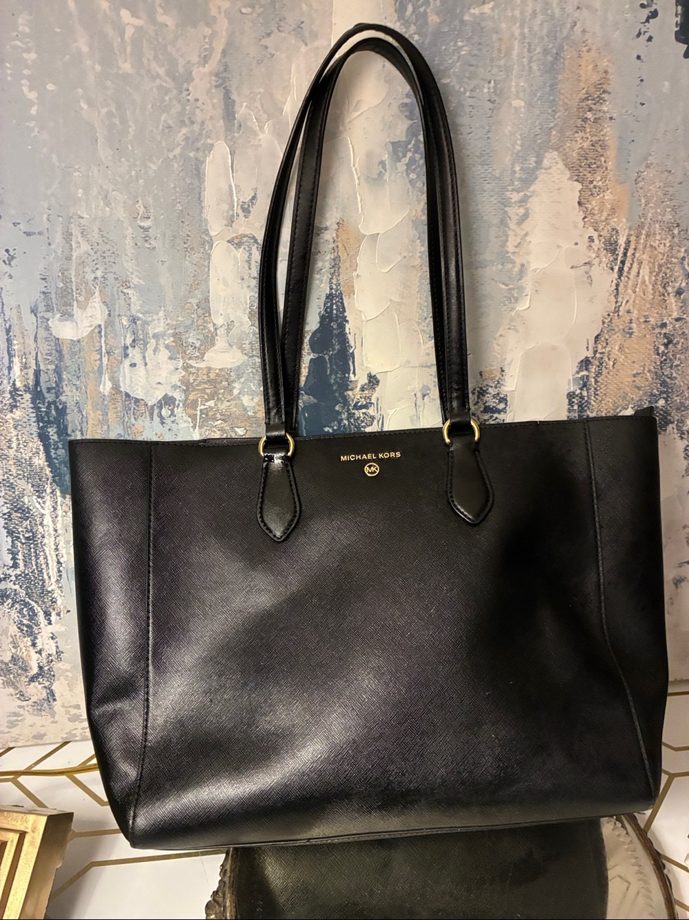 GUC !Genuine Michael Kors Black Leather XL Tote